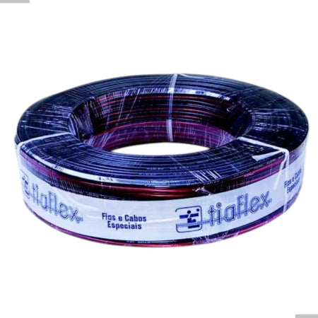 Cabo Polarizado Bicolor Tiaflex Rolo 100m - 2 X 2,50mm2 Vermelho E Preto